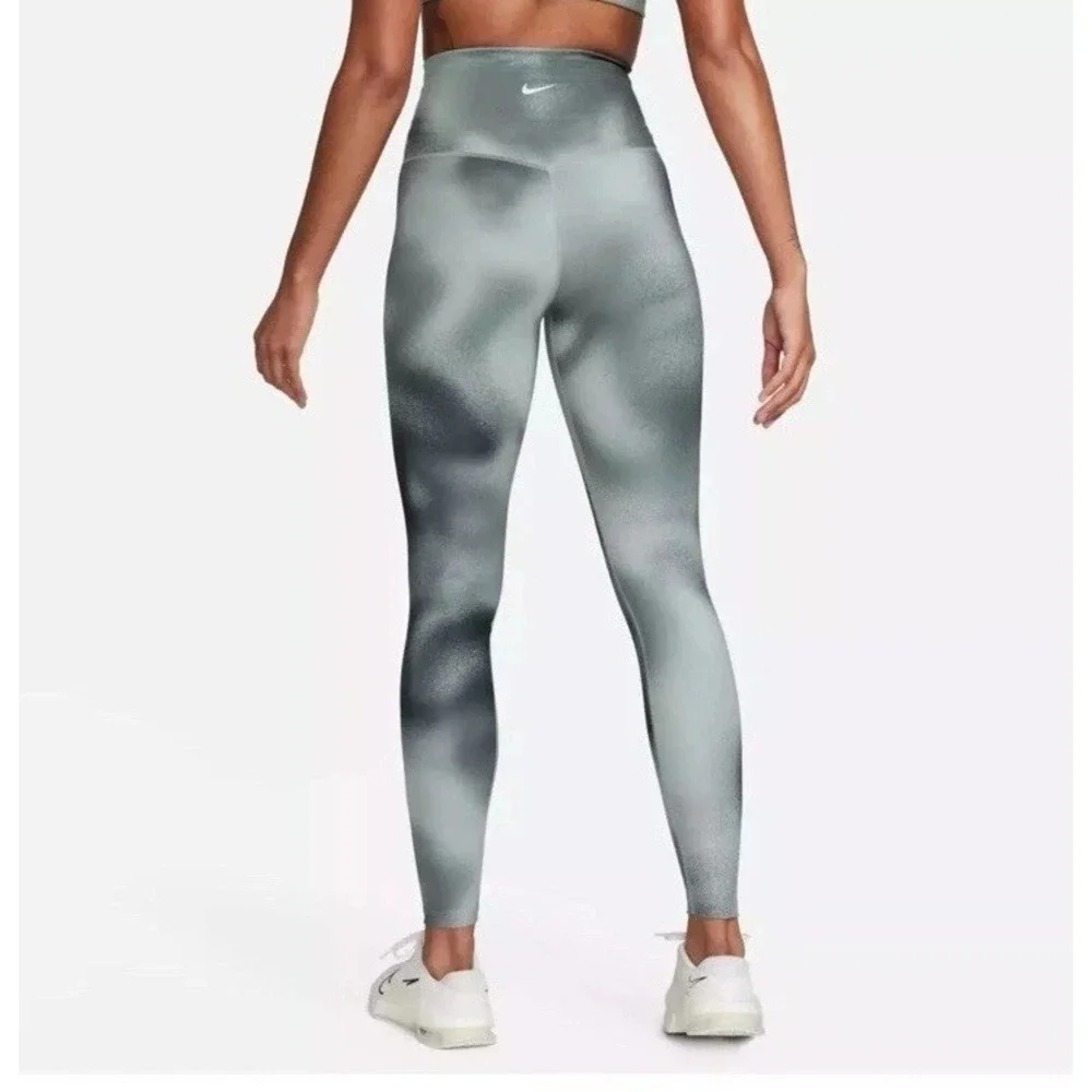 NEW Nike One Leggings Pants Dri-FIT High Rise Printed Training Gray Womens Small